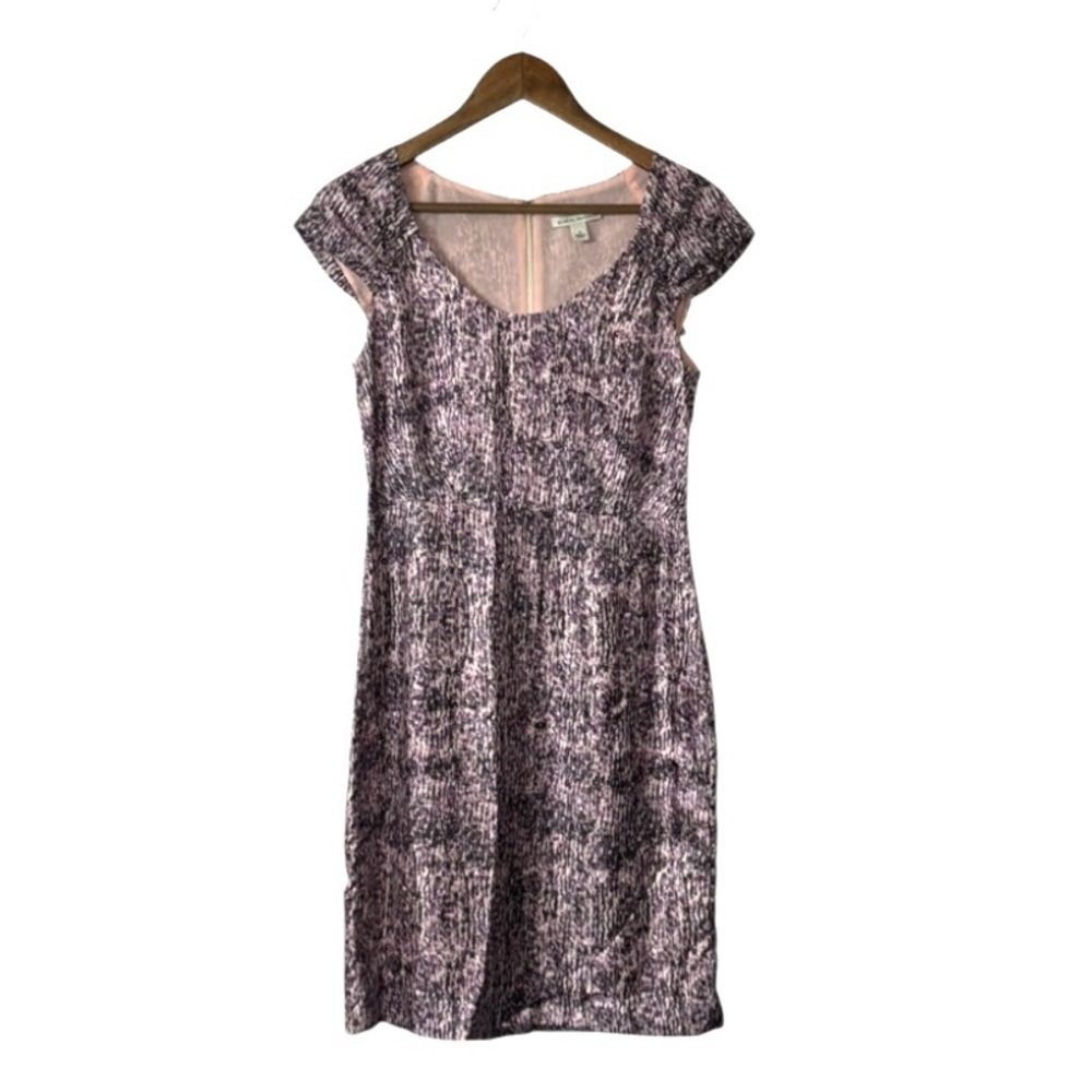 Banana Republic Silk Purple Pink Cap Sleeve Midi Length Shift Dress Size 6